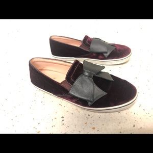 Kate Spade purple velvet slip ons
